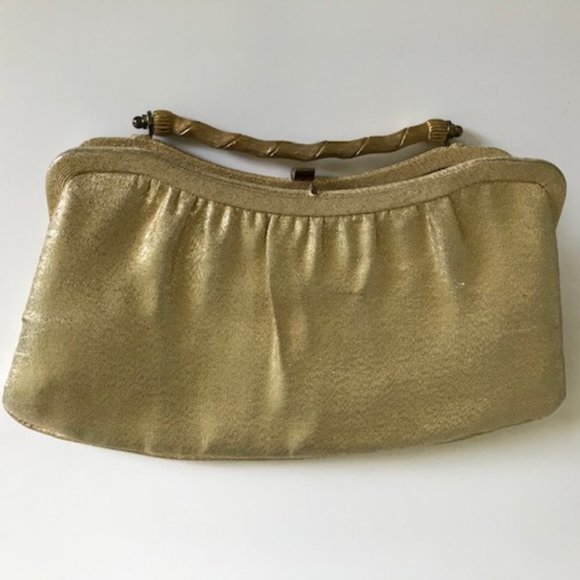 After Five Handbags - Vintage 1960s ‘After Five’ Gold Lame Evening Bag